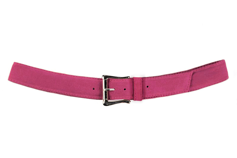 Fuschia pink women's dress belt, matching pumps and bags. Made to measure. Profile view - Florence KOOIJMAN